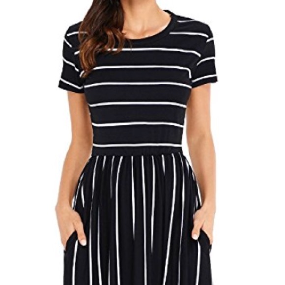 •XL-2X•GORGEOUS•Mya Striped Modern Maxi w Pockets• - Picture 3 of 7